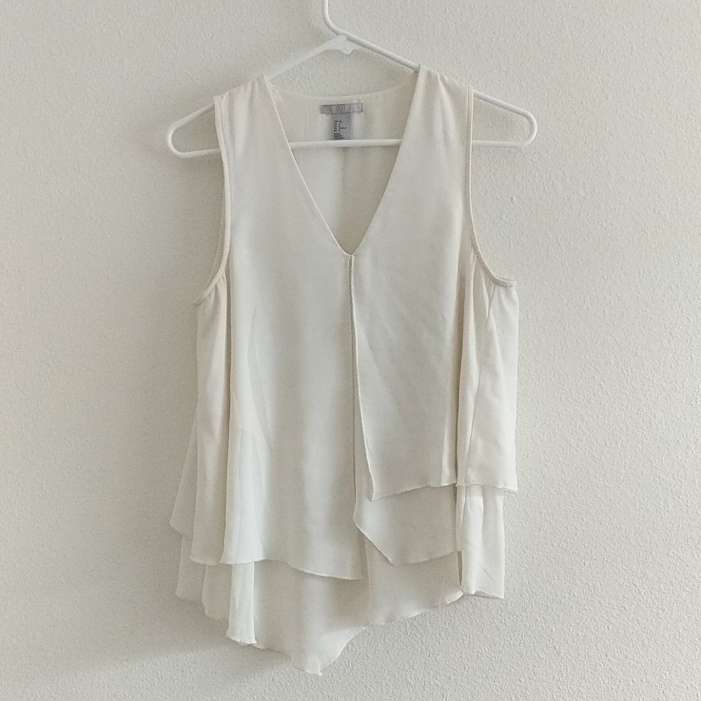 H&M Cream Flowy Asymmetrical Dress Top